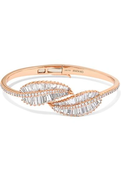 Shop Anita Ko Palm Leaf 18-karat Rose Gold Diamond Bracelet