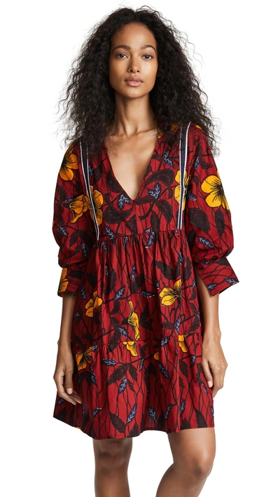 Shop Maison Chateau Rouge Amina Dress In Hibiscus Rouge