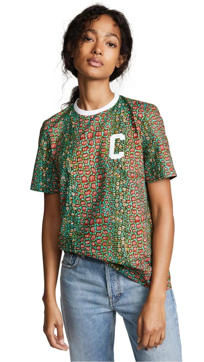 Shop Maison Chateau Rouge Multi Patterened Logo Tee In Croco Vert