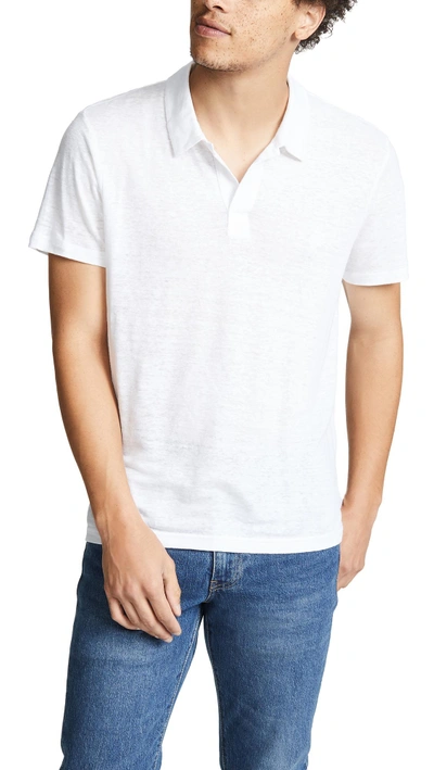 Vilebrequin Regular Fit Short Sleeve Linen Polo Shirt In White
