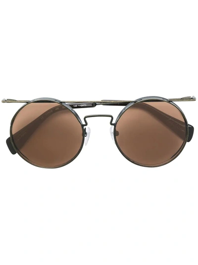 Shop Yohji Yamamoto Round Frame Sunglasses - White