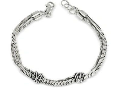 Shop Giacomo Burroni Designer Men's Bracelets Etruscan Knot Silver Chain Bracelet In Argent