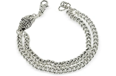 Shop Giacomo Burroni Designer Men's Bracelets Etruscan Double Chain Bracelet In Argent