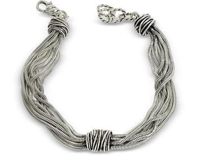 Shop Giacomo Burroni Designer Men's Bracelets Multi Chain Bracelet W/etruscan Knot In Argent
