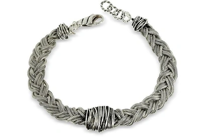 Shop Giacomo Burroni Designer Men's Bracelets Sterling Silver Braid W/etruscan Knot In Argent