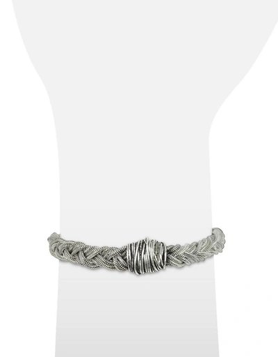 Shop Giacomo Burroni Designer Men's Bracelets Sterling Silver Braid W/etruscan Knot In Argent