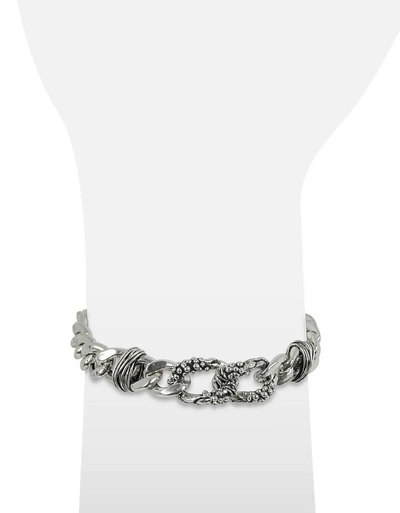 Shop Giacomo Burroni Designer Men's Bracelets Chain Bracelet W/etruscan Knots In Argent