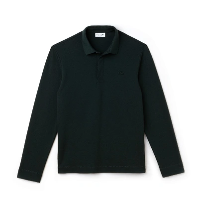 Shop Lacoste Men's Long-sleeve Paris Polo Regular Fit Stretch Cotton Piqué In Grey