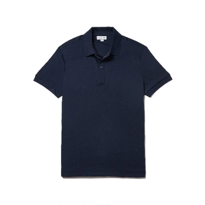 Shop Lacoste Men's Regular Fit Pima Cotton Interlock Polo In Navy Blue