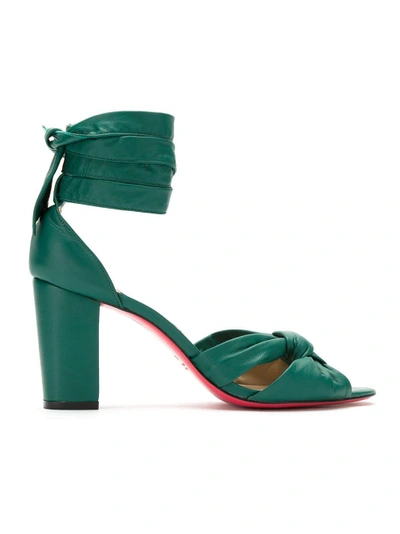 Shop Zeferino Tie Detail Leather Sandals - Green