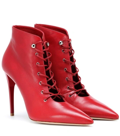 Shop Miu Miu Leather Ankle Boots In Red