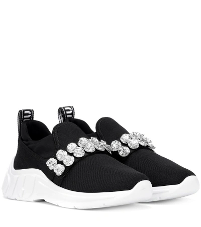 Shop Miu Miu Embellished Sneakers In Black