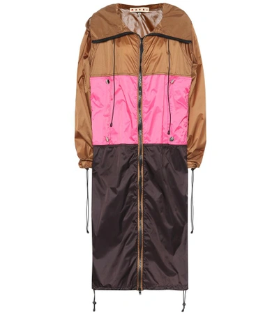 Shop Marni Colorblocked Raincoat In Brown