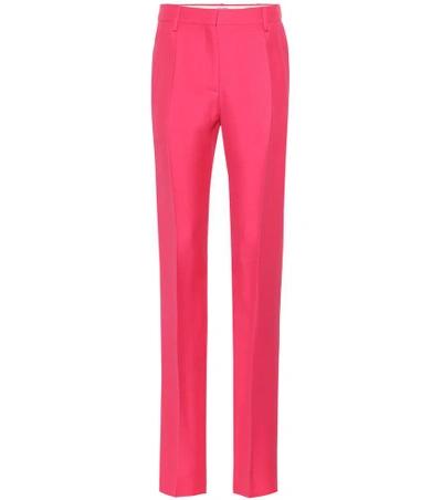 Shop Valentino Mid-rise Straight Pants In Pink