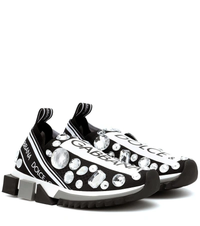 Shop Dolce & Gabbana Sorrento Embellished Sneakers In Black
