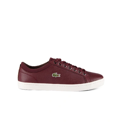 Shop Lacoste Men's Straightset Sp Leather Sneakers In Burgundy