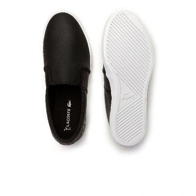 Shop Lacoste Women's Gazon Leather Slip-ons - 8 In Black