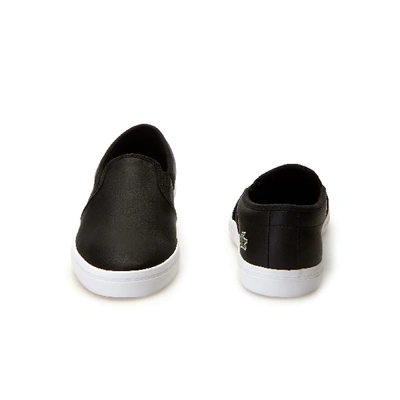Shop Lacoste Women's Gazon Leather Slip-ons - 8 In Black