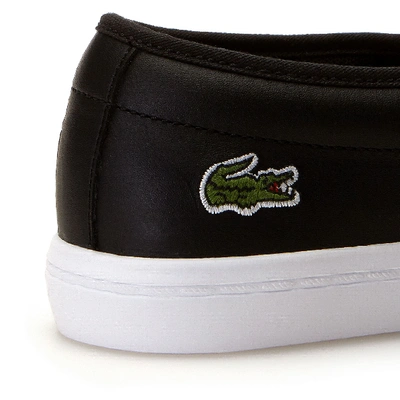 Shop Lacoste Women's Gazon Leather Slip-ons - 8 In Black