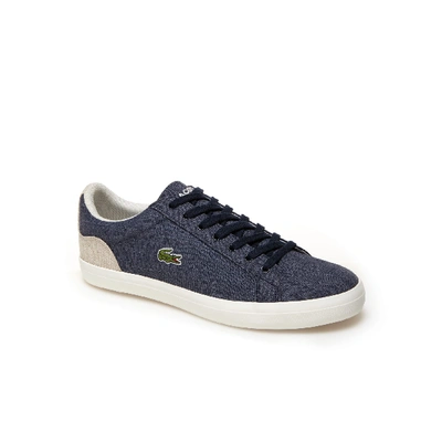 Shop Lacoste Men's Lerond Canvas Trainers In 67f Navy/natural