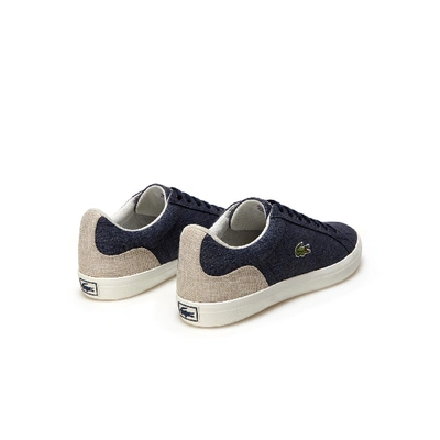 Shop Lacoste Men's Lerond Canvas Trainers In 67f Navy/natural