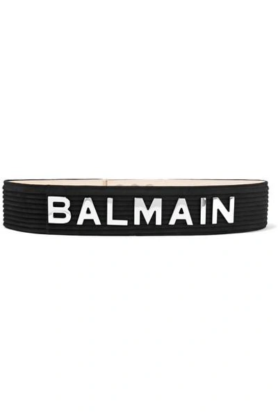 Shop Balmain Embellished Suede Belt In Black