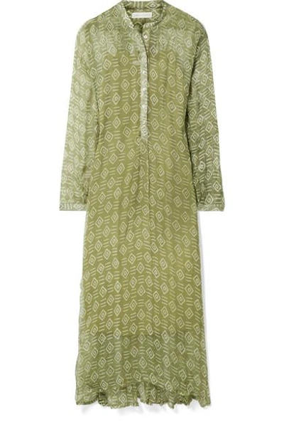 Shop Cloe Cassandro Andrea Printed Silk-crepon Maxi Dress In Light Green