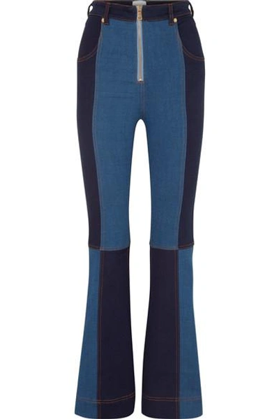 Shop Alice Mccall Hometown Patchwork Flared Jeans In Mid Denim