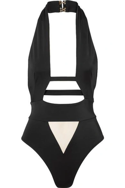 Shop Agent Provocateur Anja Cutout Halterneck Swimsuit In Black