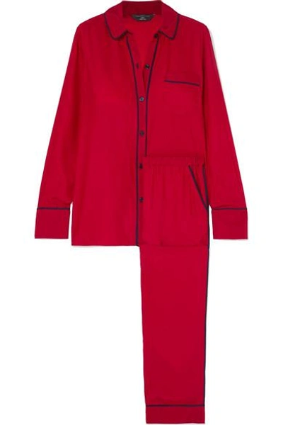 Shop Three J Nyc Halle Silk-satin Pajama Set In Red