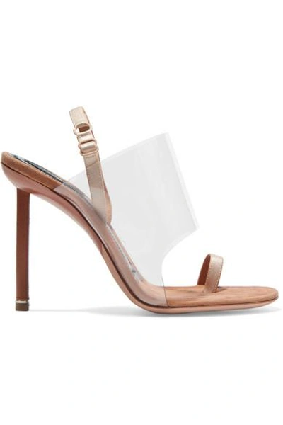 Shop Alexander Wang Kaia Pvc And Suede Slingback Sandals In Neutral
