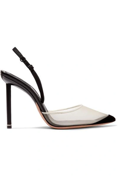 Shop Alexander Wang Alix Mesh And Suede Slingback Pumps In Black