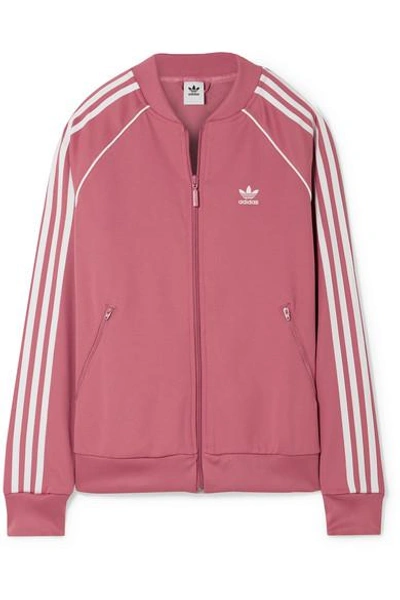 Shop Adidas Originals Sst Striped Jersey Track Jacket In Pink