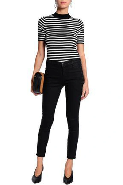 Shop J Brand Cropped Mid-rise Skinny Jeans In Black
