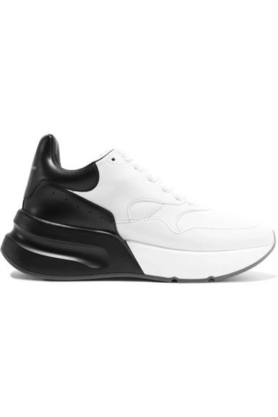 Shop Alexander Mcqueen Two-tone Leather Exaggerated-sole Sneakers In White