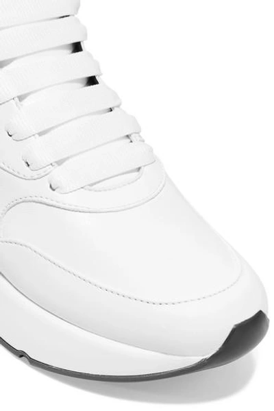 Shop Alexander Mcqueen Two-tone Leather Exaggerated-sole Sneakers In White