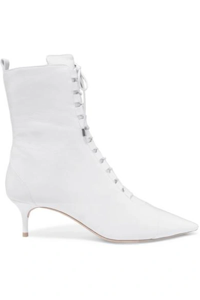 Shop Alexandre Birman Millen Lace-up Leather Ankle Boots In White