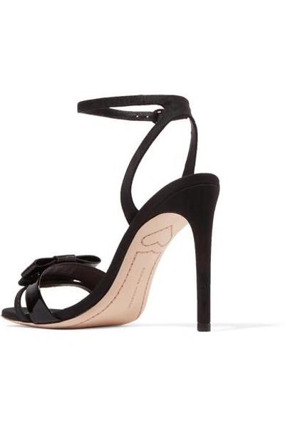 Shop Sophia Webster Andie Bow Moire-trimmed Glittered And Patent-leather Sandals In Black