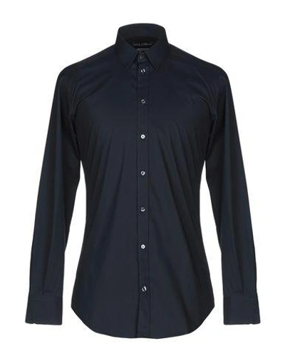 Shop Dolce & Gabbana Solid Color Shirt In Dark Blue