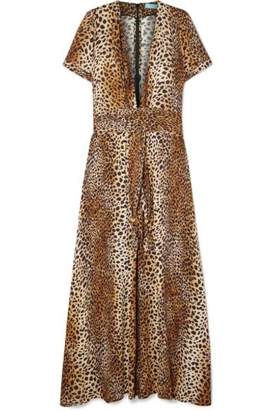 Shop Melissa Odabash Lou Leopard-print Georgette Maxi Dress In Tan