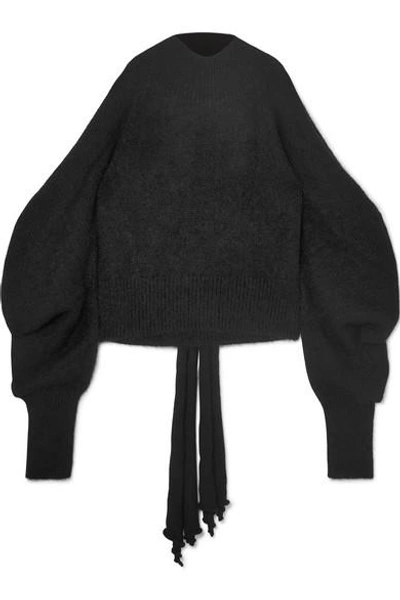 Shop 16arlington Cold-shoulder Knitted Turtleneck Sweater In Black