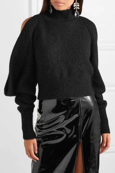 Shop 16arlington Cold-shoulder Knitted Turtleneck Sweater In Black