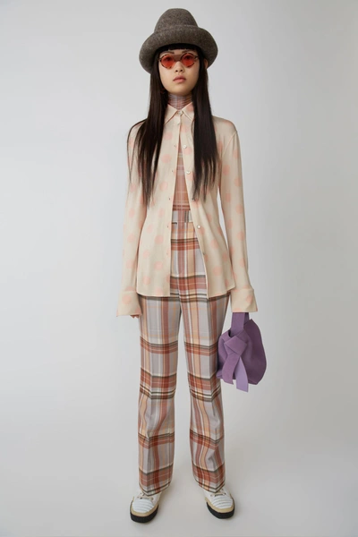 Shop Acne Studios Madras Trousers Pink/cream