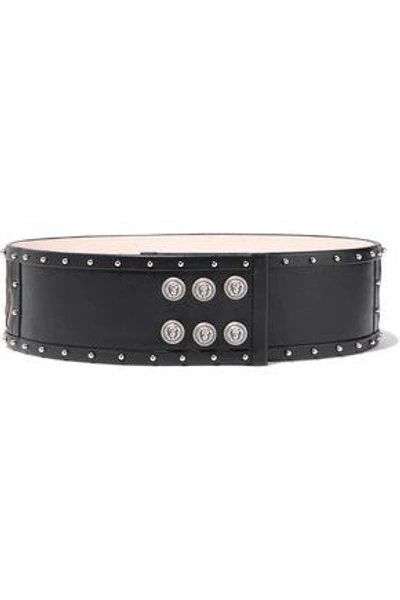 Shop Balmain Woman Studded Leather Waist Belt Black