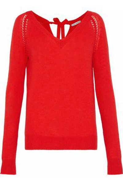 Shop Autumn Cashmere Bow-detailed Cashmere Sweater In Tomato Red