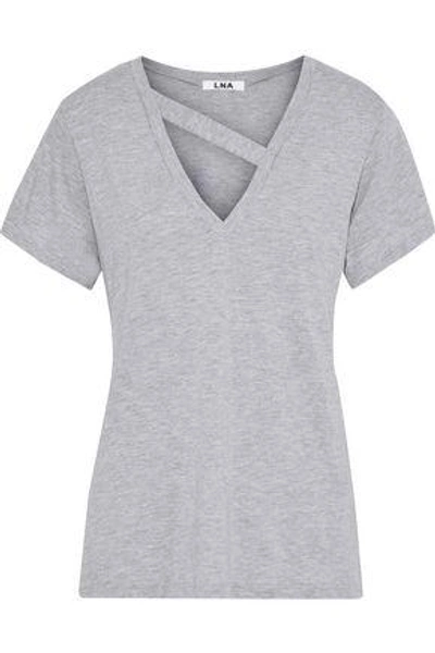 Shop Lna Woman Simi Cutout Cotton And Modal-blend Jersey T-shirt Stone