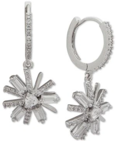 Shop Jenny Packham Crystal Flower Drop Earrings In Silver