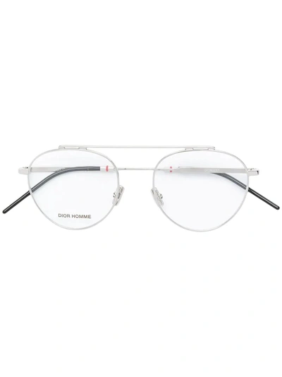 Shop Dior Eyewear Classic Aviator Glasses - Silver
