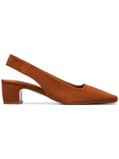 Shop By Far Danielle 45 Slingback Suede Pumps - Brown