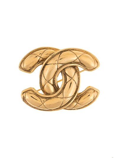 Pre-owned Chanel Vintage Cc Logos Brooch Pin Corsage - Gold